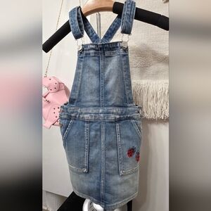 83. H&M Girls Blue Denim Ladybug Embroidered Pinafore Dress 5-6Y